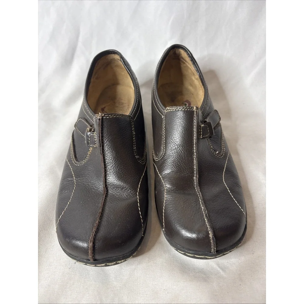 Dr. Scholls Emily Comfort Slip On Leather Brown Shoes Womens Size 8 W Orthotic